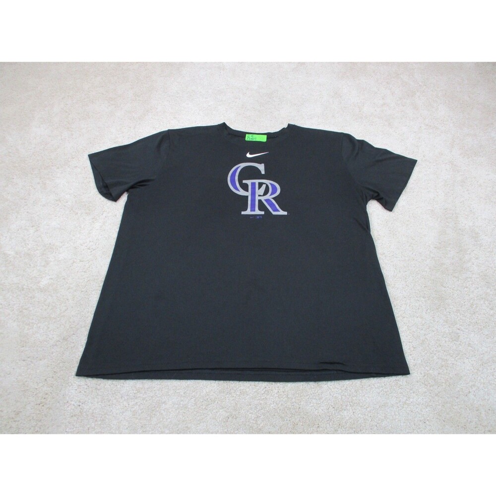 Colorado Rockies Nike Shirt Mens Extra Large Black Center Swoosh Logo Baseball *